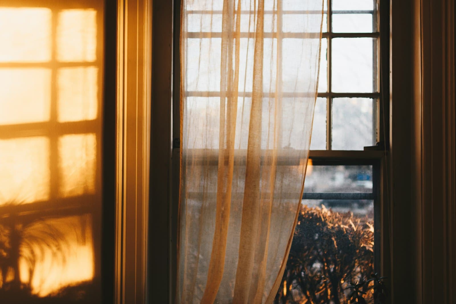 Sol da tarde incidindo em janela protegida por persiana screen
